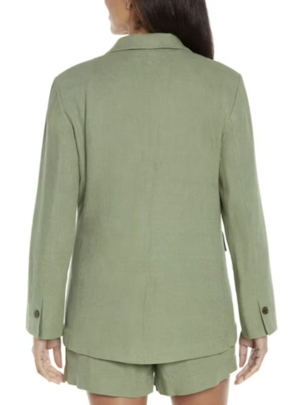 Express Women's Shoulder pads Button V-Neckline Soft Linen Blazer Size L - Picture 2 of 8